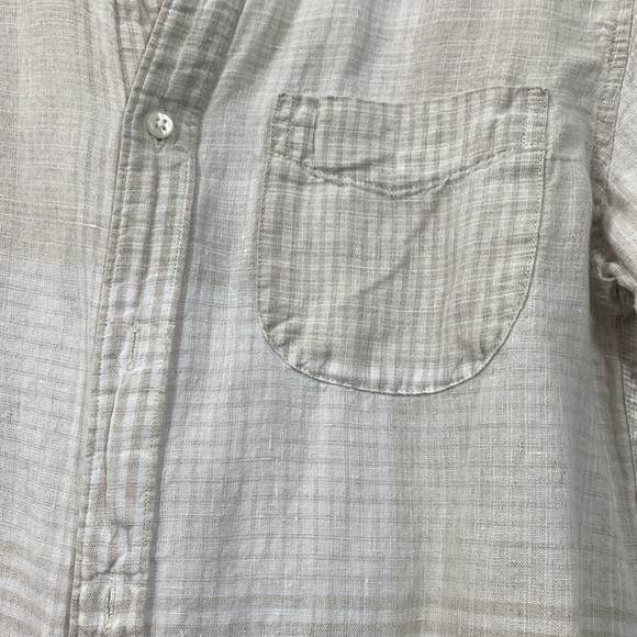 J. Crew x Baird McNutt Irish Linen Beige Button up Shirt Size Small Slim Fit - Picture 2 of 8